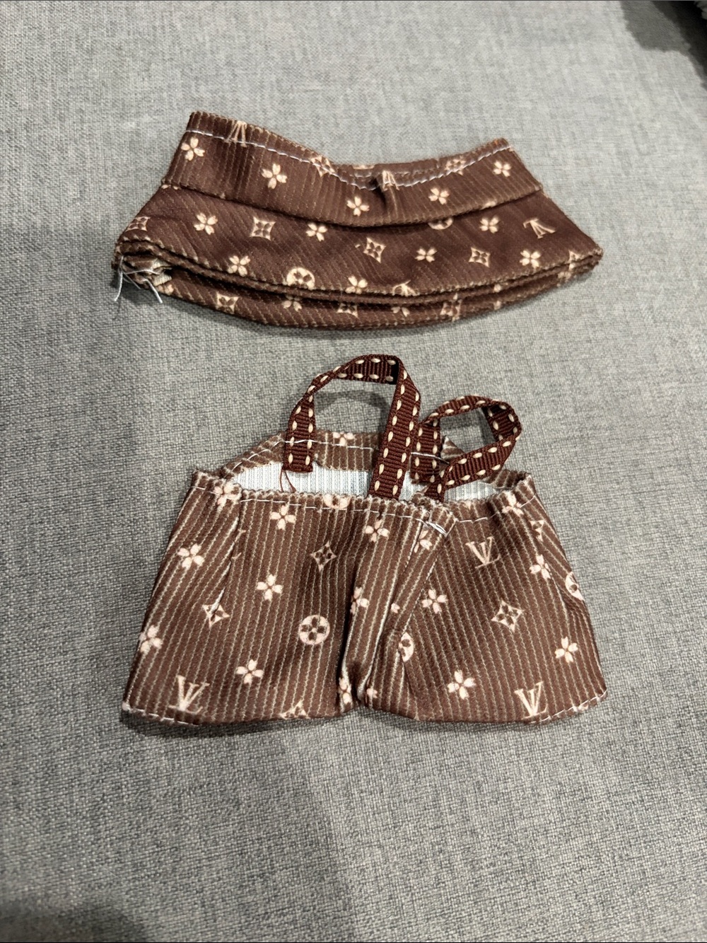 Labubu or Small Doll LV Brown Overall and Bucket Hat Outfit - Picture 2 of 2